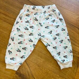 Vintage Snowman Christmas Print Cotton Elastic Waist Pants Baby 18 Months